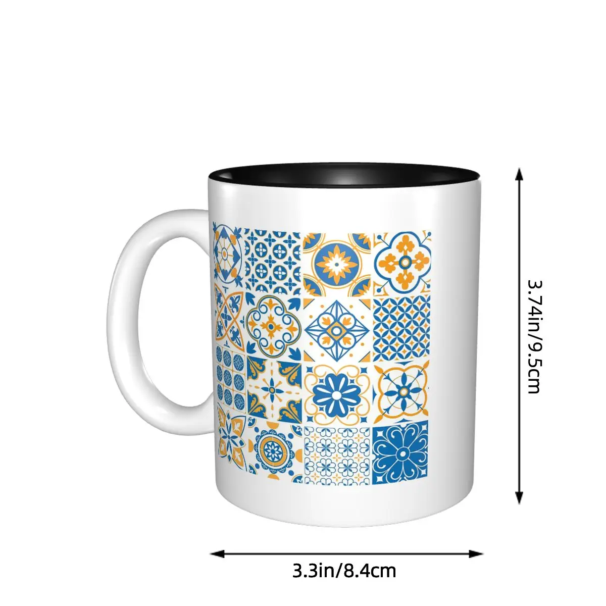 Mediterranean Mosaic Tiles Azulejos Mug Funny Ceramic Coffee Cups Tea Mugs Milk Cup Drinkware Gift for Woman Man