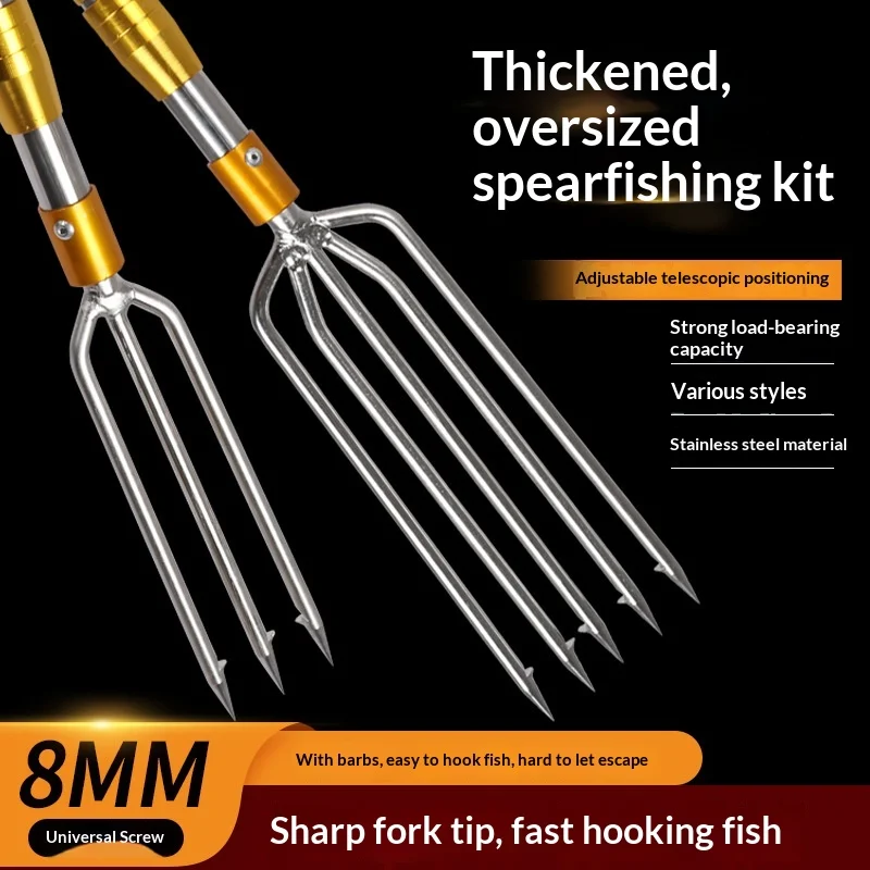 Multifunctional Large Barbed Stainless Steel Fish Fork for Outdoor Camping Hunting Fishing