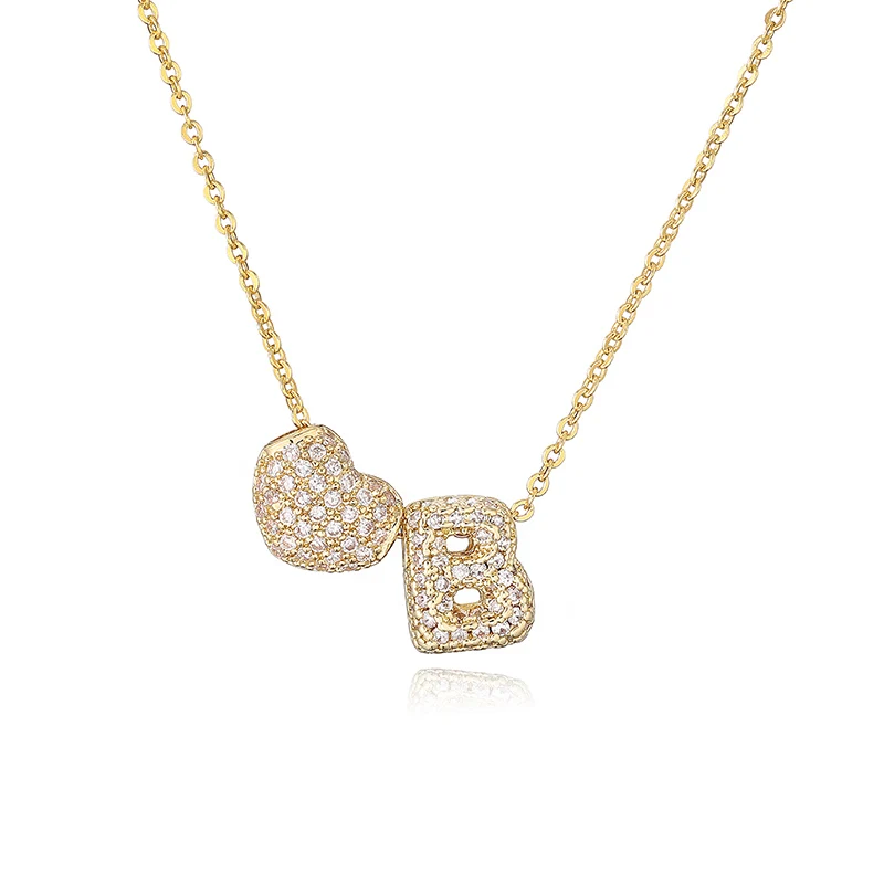Women's Heart Shaped Delicate Zirconia Initial Necklace
