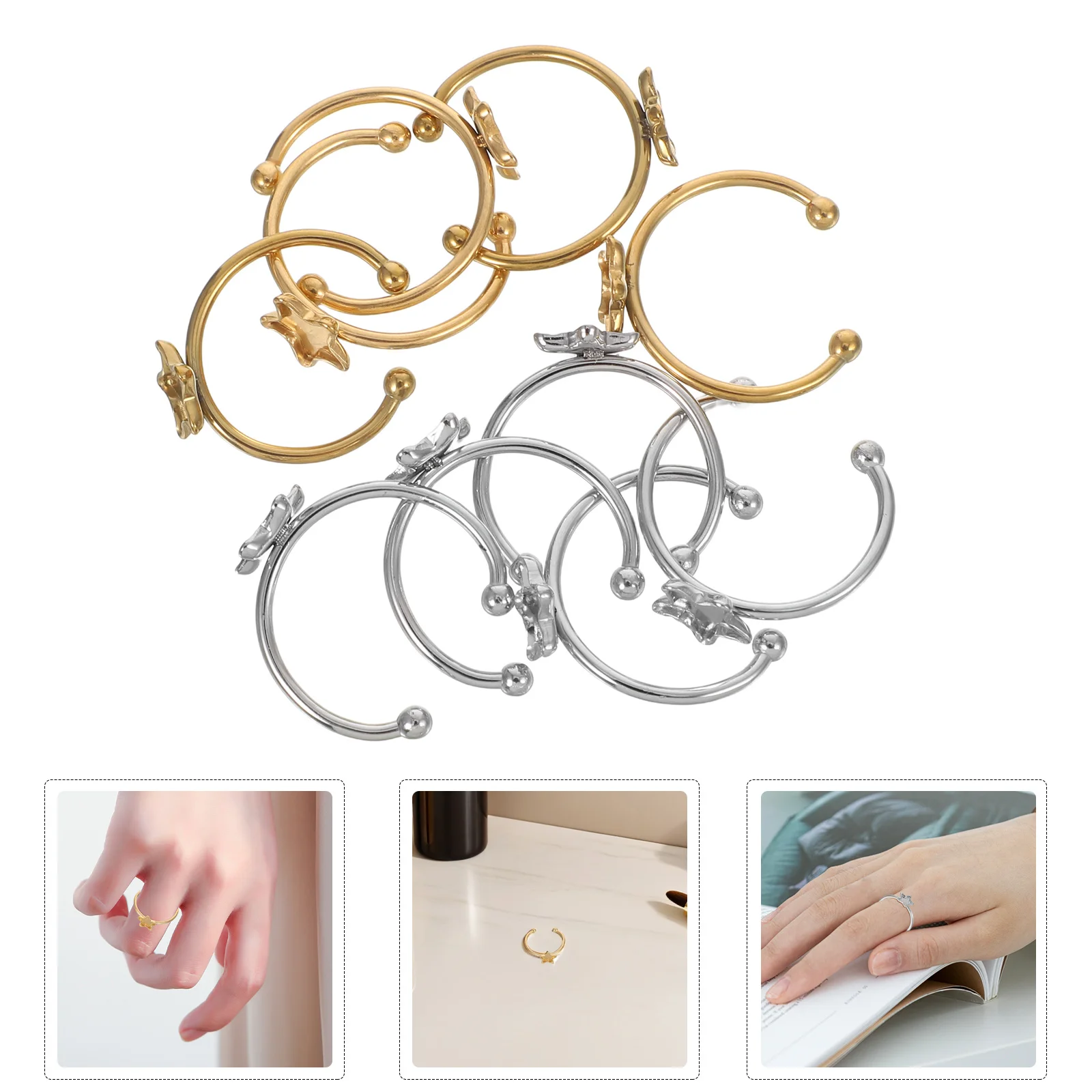 

10Pcs Stainless Steel Rings Blank Adjustable Open Cuff Bases for DIY Jewelry Making Flat Bezel Trays for Cabochon Craft Supplies