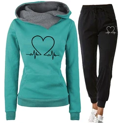 Dames Trainingspak Herfst Winter Warme Capuchon Sweatshirts Dames Jogging Joggingbroek Mode Veelzijdige Vrouw Kleding Sport Outfits