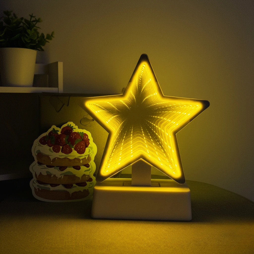 Star 3D Mirror LED Signs USB Powered with On/Off Switch Starry Ambience Lamp for Party Bedroom Living Room Home Decoration Gifts
