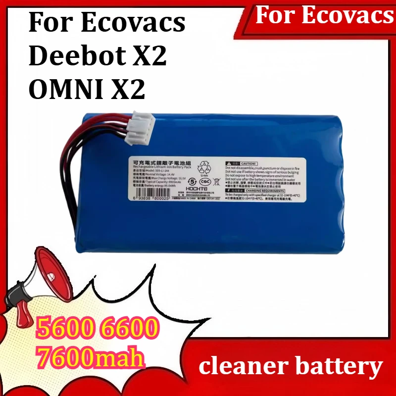 Battery 5600 6600 7600mAh X2 X5 201-2228-1457 For Ecovacs Deebot for X2 OMNIX2 COMBOX2 OMNIX5 OMNI X5 PRO OMNI