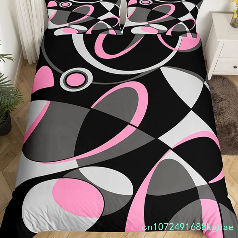 Retro Circle Geometry Duvet Cover Twin King Modern Abstract Art Bedding Set Geometric Swirl Comforter Cover For Kids Boys Girls