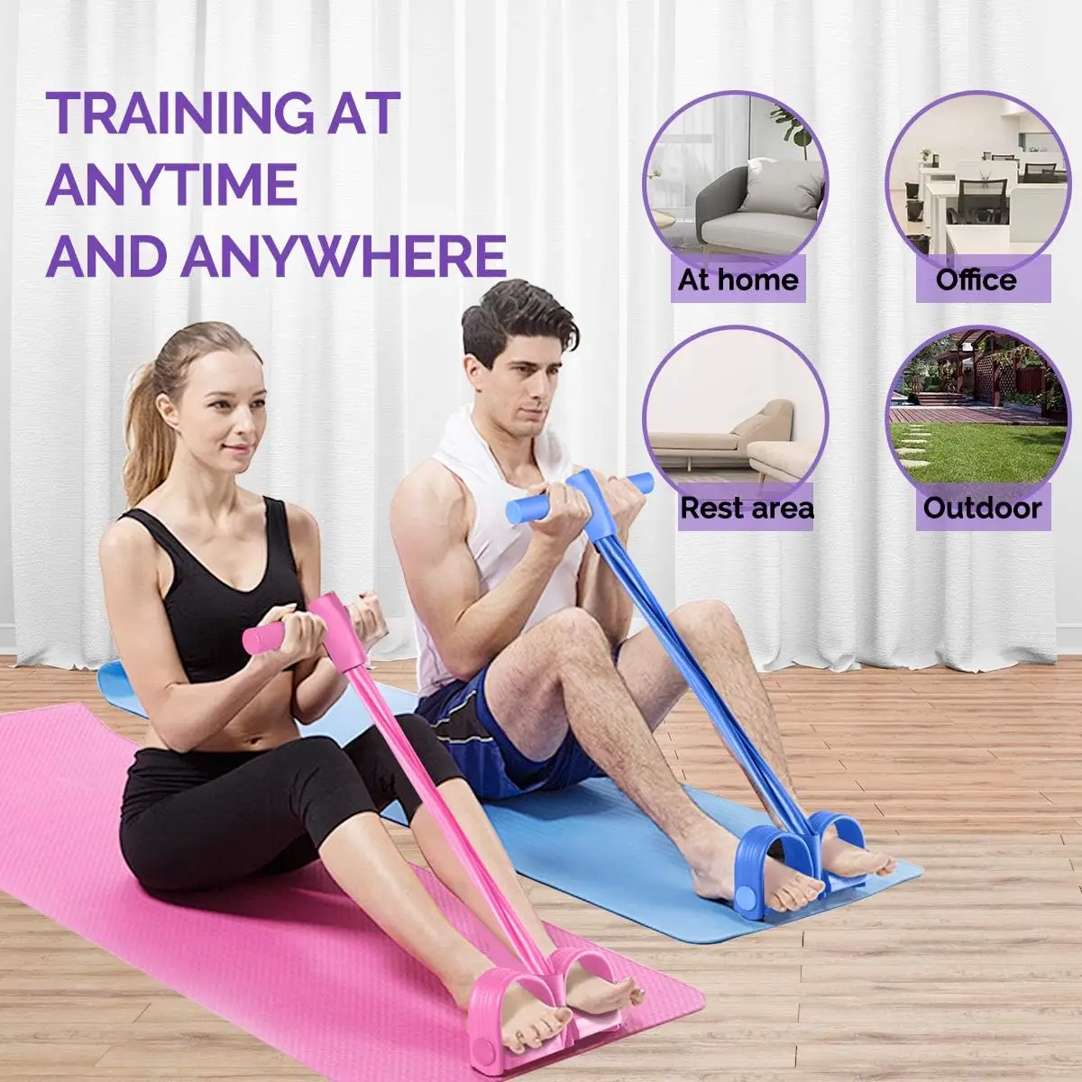 Multi Functional Foot Pedal, Slim Belly Yoga, Foot Pedal Tension Rope, Sit Up Assistive Device, Household Fitness Equipment