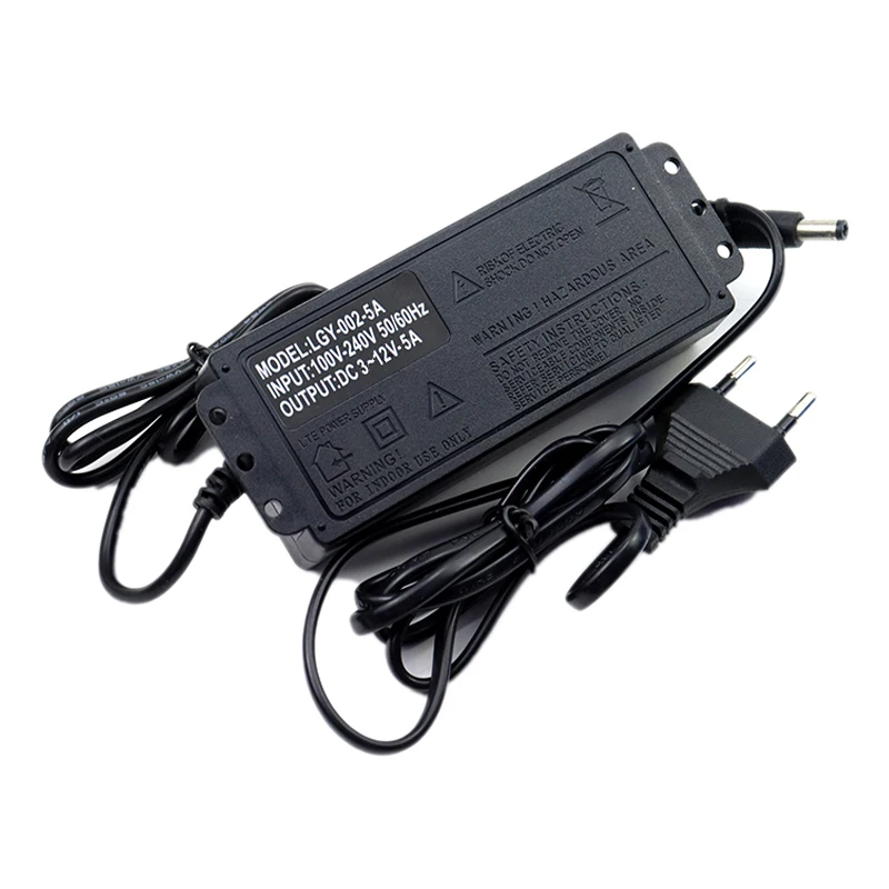 3-12V 5A Adjustable AC To DC Power Supply  3V 6V 8V 9V 12V 5A Power Supply Adapter Universal 220V To 12V Volt Adapter +DC Trans