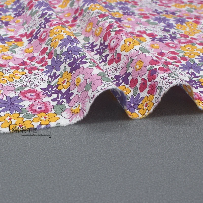145x50cm Small Floral Pastoral Style Plain Cotton Poplin Sewing Fabric Making Children's Dress Pajamas Suit Clothing Cloth