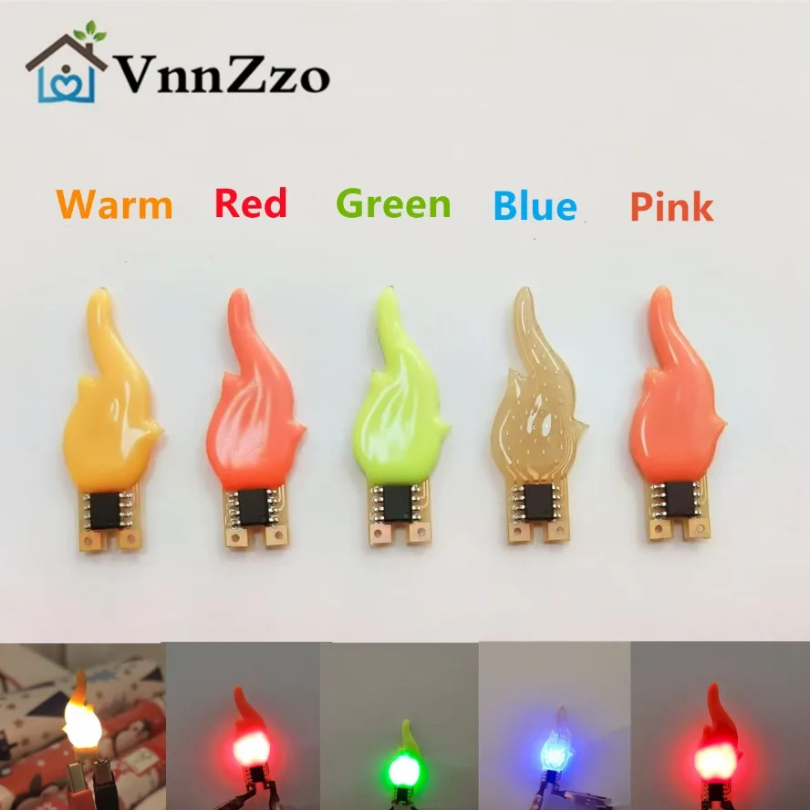 Led Flash Flame Filament Four-color 3V Candles Edison Flame LED Filament Diode Birthday Party Decoration Light Bulb Accessories