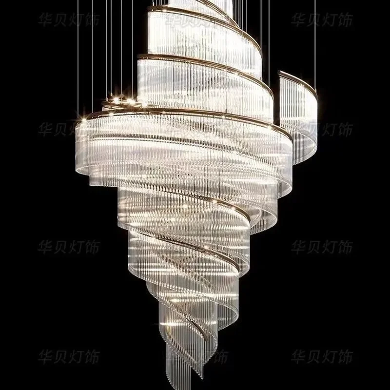 Luxury Crystal Chandelier for High Ceiling Villa Duplex Staircase Living Room Modern Art Pendant Light for Middle Floor Hotel
