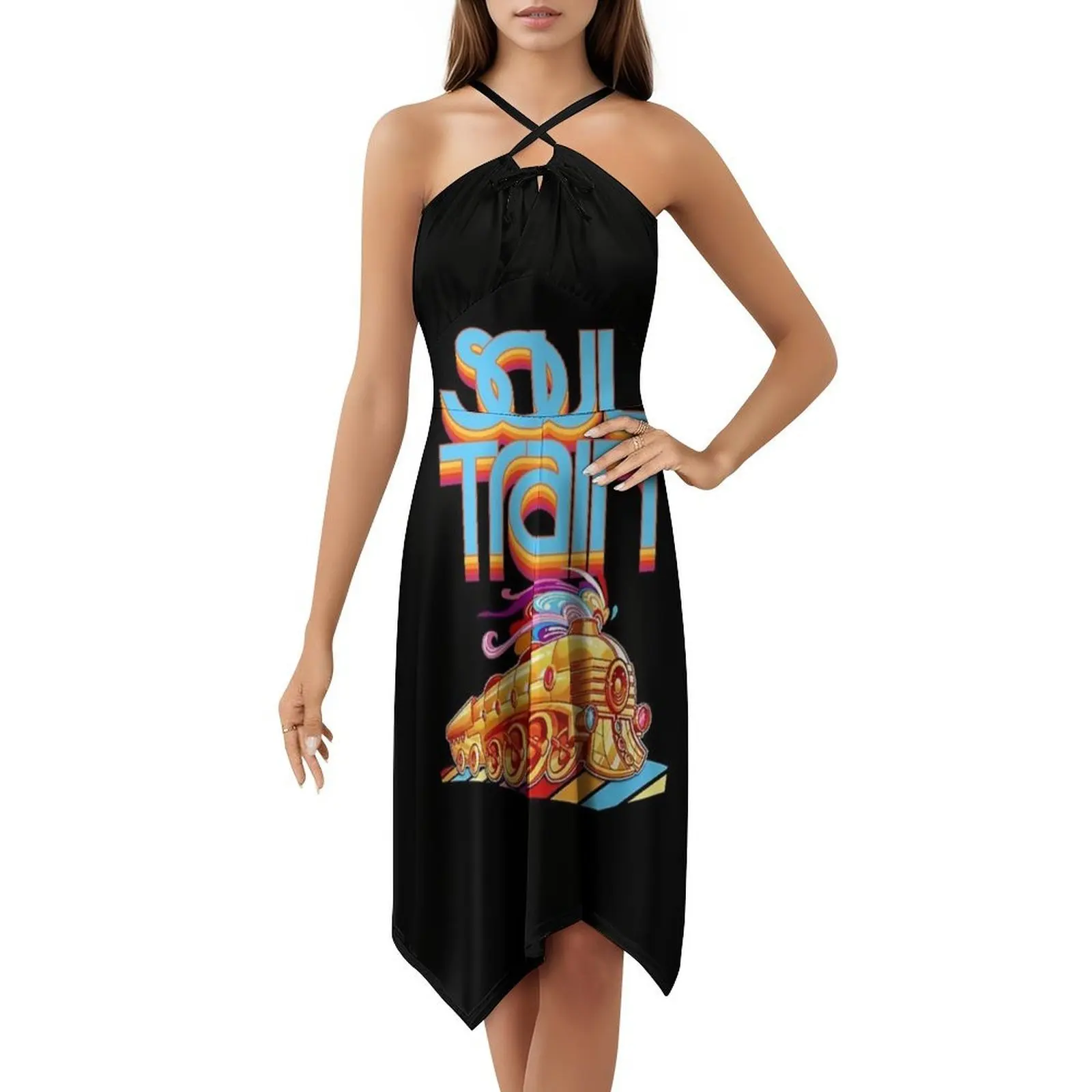 الروح قطار Boogie الرقص المرأة الهيب هوب الشارع الشهير فستان الجرافيك طباعة ملابس للنادي قطار الروح قطار الروح Boogie Dance 70S #5