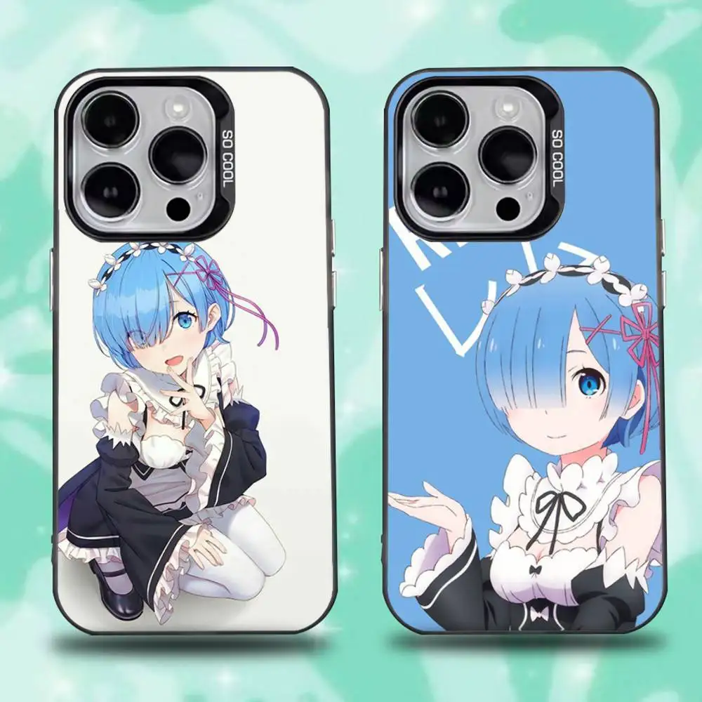 

Anime R-ReZERO Ram Rem Phone Case For iPhone 16,15,14,13,12,11,Mini,Pro,E,SE4,XS,MAX Black Candy Matte Cover
