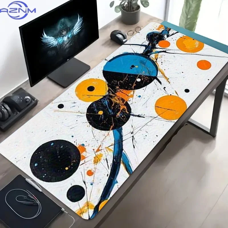 Round Mouse Mat with Abstract Design, Made of Rubber, Various Sizes Offered, Vibrant Color Splash Pattern, Great for Gamers And