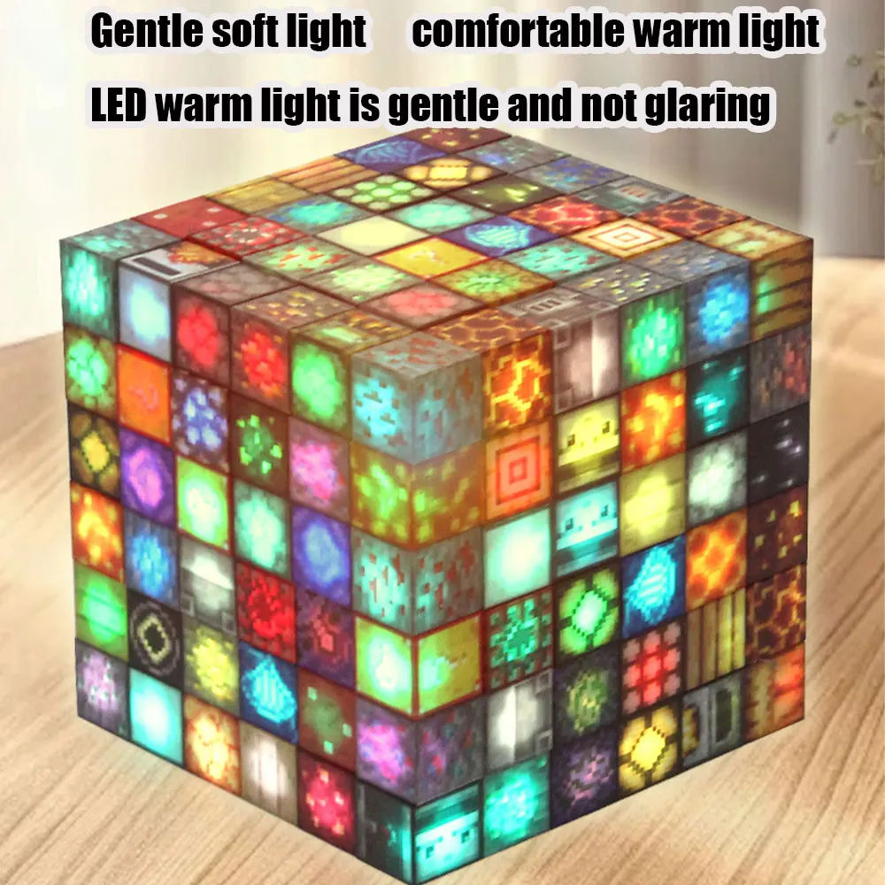 Light Magnetic Building Blocks Mine World Building toys Magnet Cube Set for Boy Girl Kid Age 3+ DIY Model Children STEM Sensory
