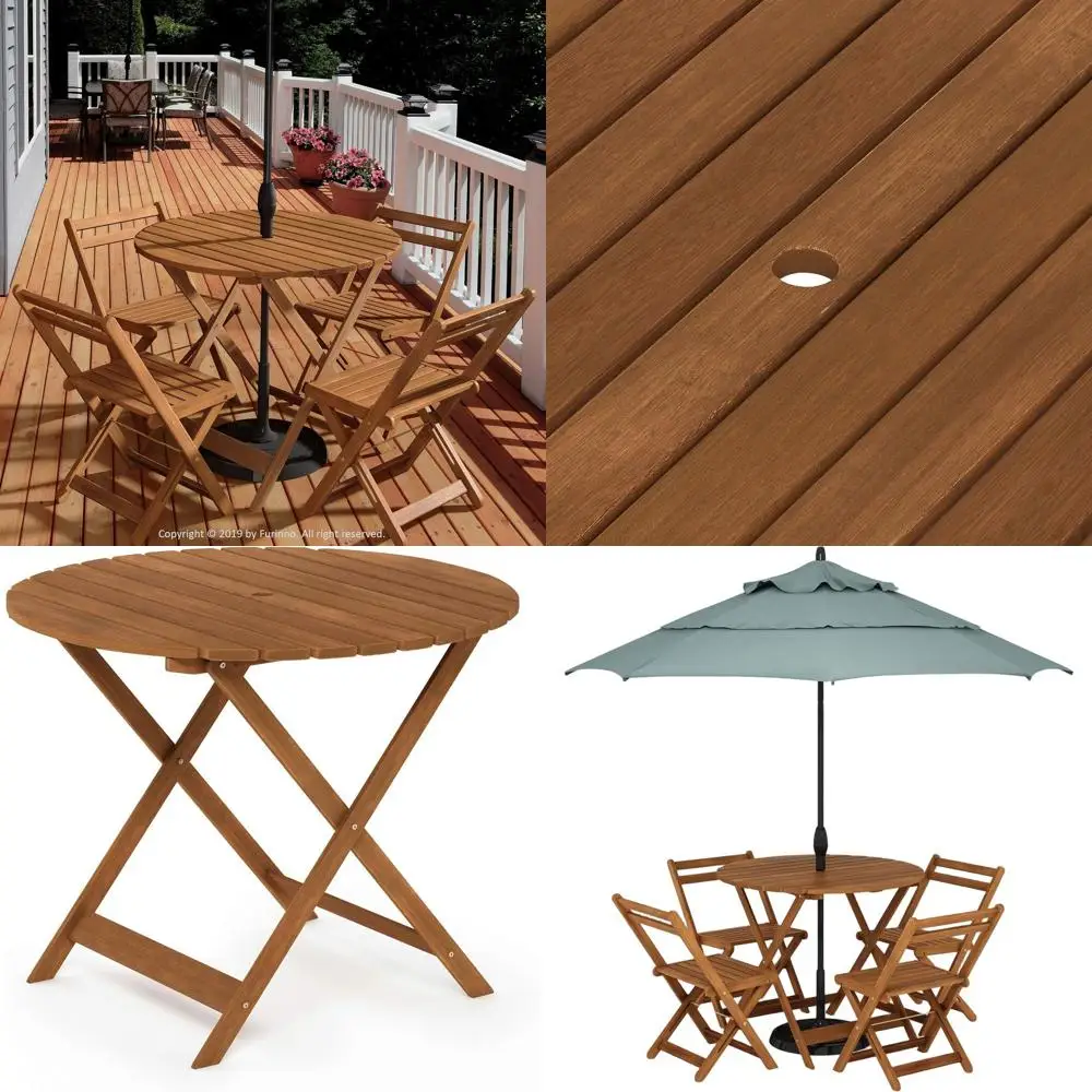 

Круглый уличный обеденный стол из массива дерева, натуральная отделка