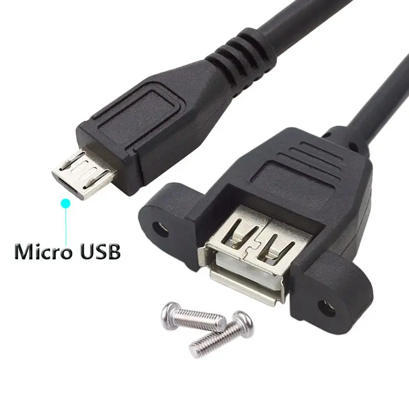 Micro USB To USB Mother With Ear And Screw Hole For Fixing USB Mother To Micro USB Adapter Cable