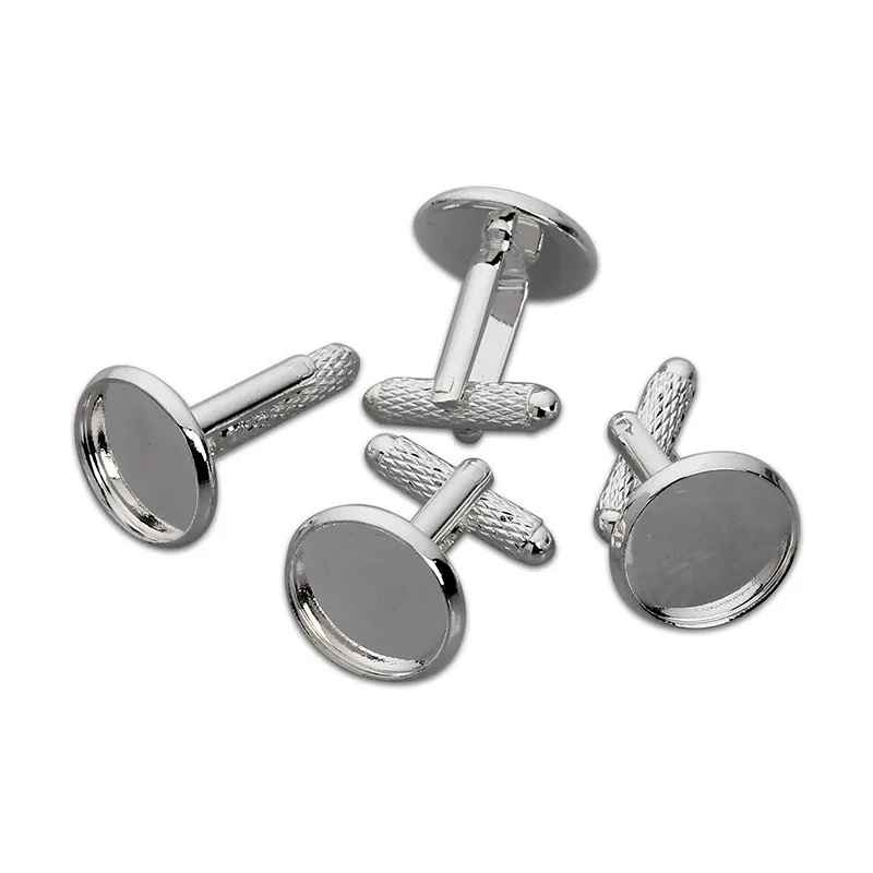 10PCS 12 14 18 20 mm Round Cufflinks Blank Settings Trays French Cufflinks Blanks Cabochon for Mens Shirt Cuffs  Jewelry Making