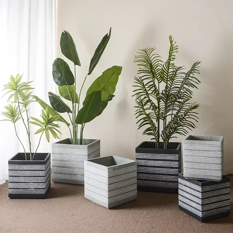 P31 Home Decor Nordic Concrete Planter Indoor Outdoor Fiber Clay Light Weight Cement Garden Pots