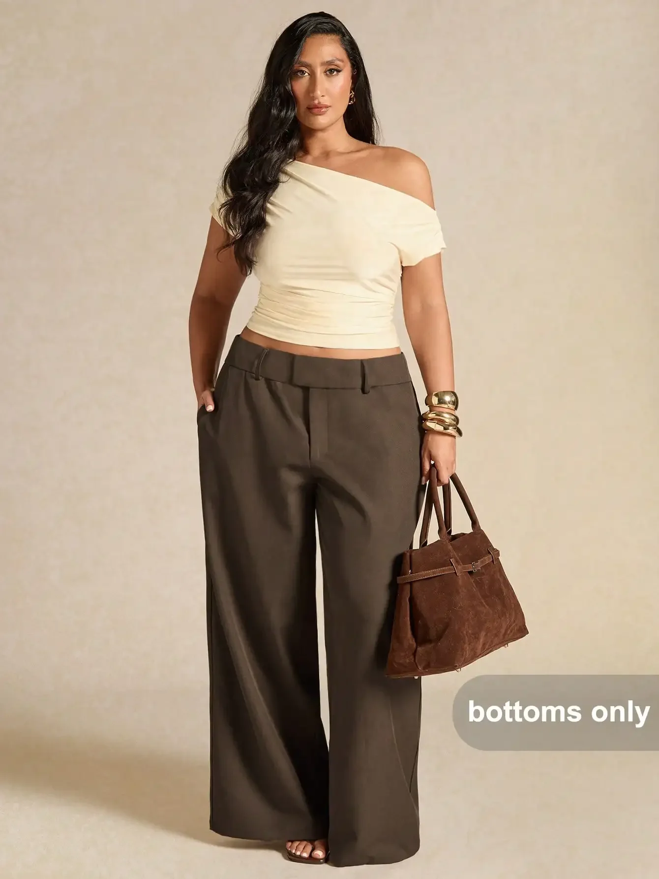 

Women's Wide-Leg High-Waisted Formal Trousers, Autumn Winter Elegant Office Pants