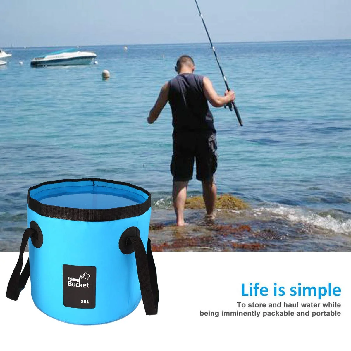 20L portable water bucket foldable water bucket camping water storage container car supplies travel hiking fishing gardening