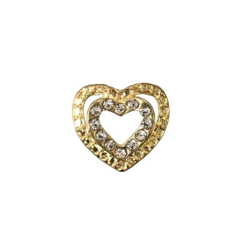 10Pcs Vintage Luxury Nail Decor with Diamonds Shiny Heart Nail Art Accessories Charms