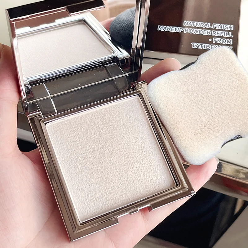 Silver Compact Powder Blurring Oil Control Setting Powder Wet Dry Finish Long Lasting Pore Concealer Matte Foundation Makeup