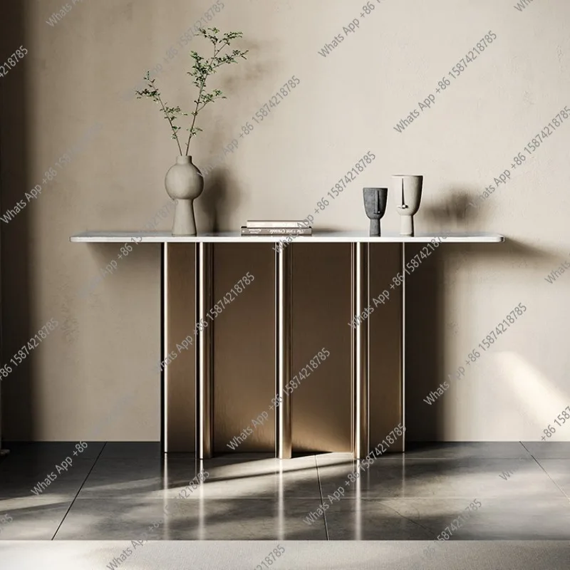 

Light luxury rock slab creative entrance table Entry door corridor entrance table Simple modern living room decoration end view