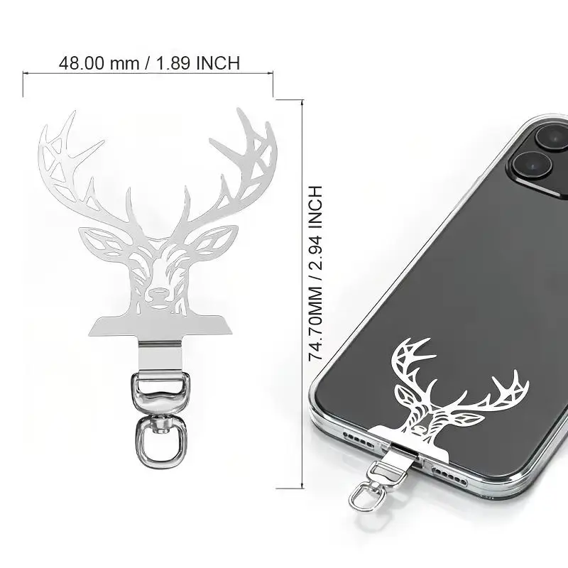 Mobile Phone Lanyard Gasket Metal Stainless Steel Clip 360 Degree Rotatable Ultra-thin Phone Case Hanging Clip Patch With Buckl
