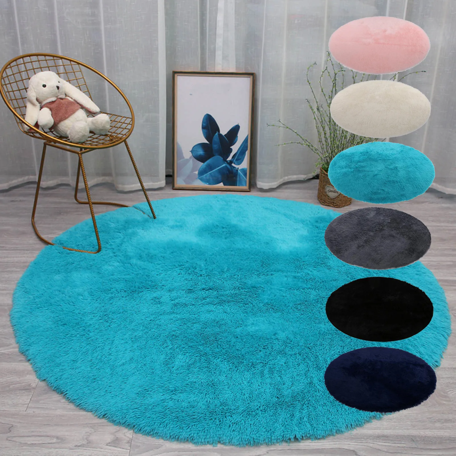 

40 Cm Round Rug For Bedroom Super Fluffy Circle Rugs Cute Soft Faux Non Slip Shaggy Rug For Kids Girls Home Dorm Decor