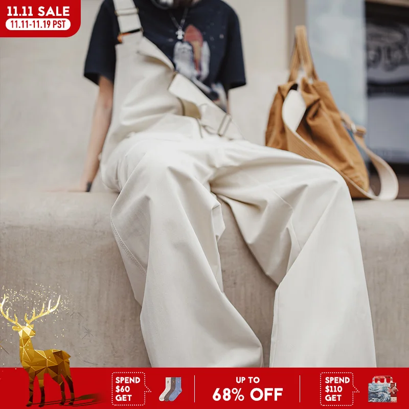 

Комбинезон свободного кроя Maden белого цвета с регулируемыми бретелями, карманами на молнии, повседневные женские рабочие брюки на осень и зиму