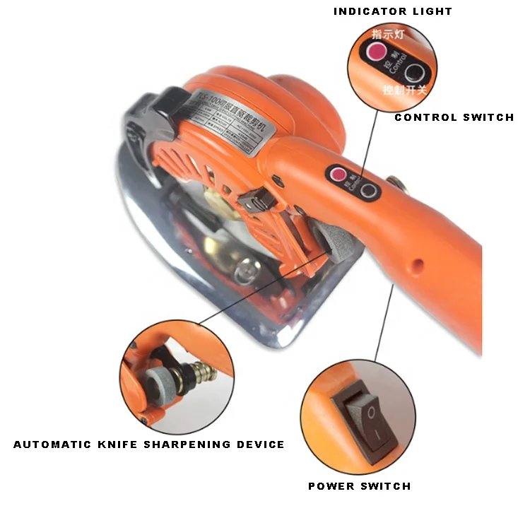 Máquina cortadora eléctrica, cuchillo redondo portátil, Servo, cortador de tela de accionamiento directo