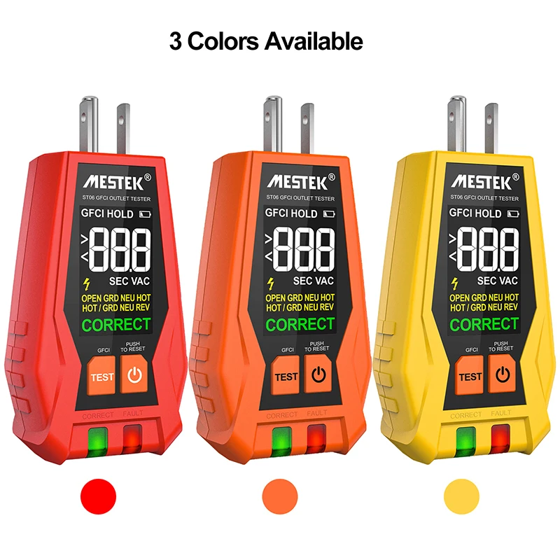 Imagem -06 - Gfci Test Circuit Breaker Eua Plug Tomada Tester Vivo Fio Neutro Soquete Detector 120v Eua Plug St06