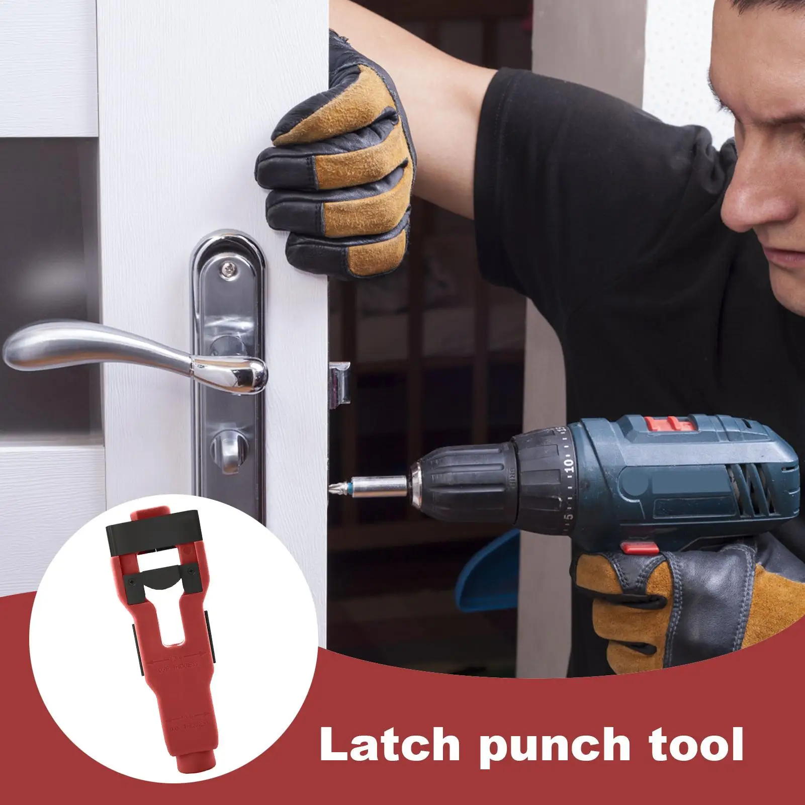 

Door Latch Install Tool Door Latch Installation Kit Professional Hole Puncher For Chiseling Lock Replacement Woodworking