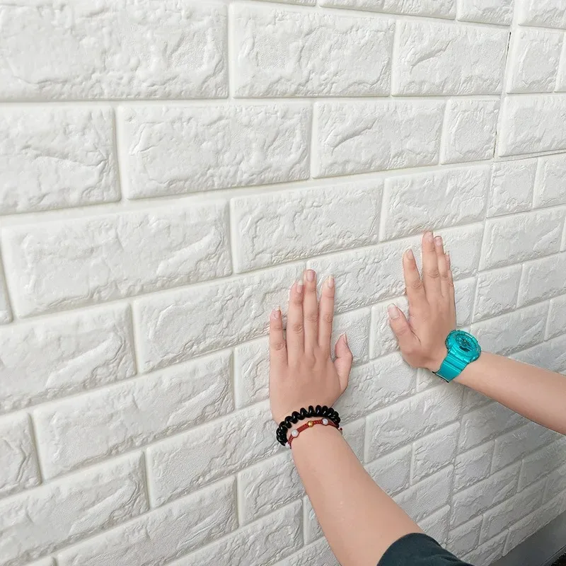 Brick pattern wall sticker Simple  foam self-adhesive  3d wallpaper sticker Antique culture stone wall enclosure wallpaper image 6