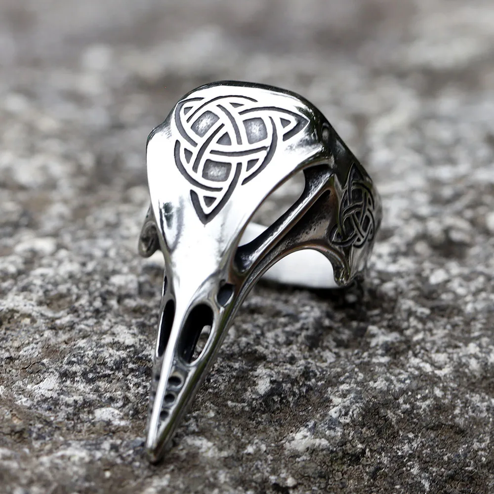 2025 Vintage Celtic Knot Totem Ring Nordic Mythology Viking Warrior Raven Head Men's Ring Domineering Fashion jewelry for gift