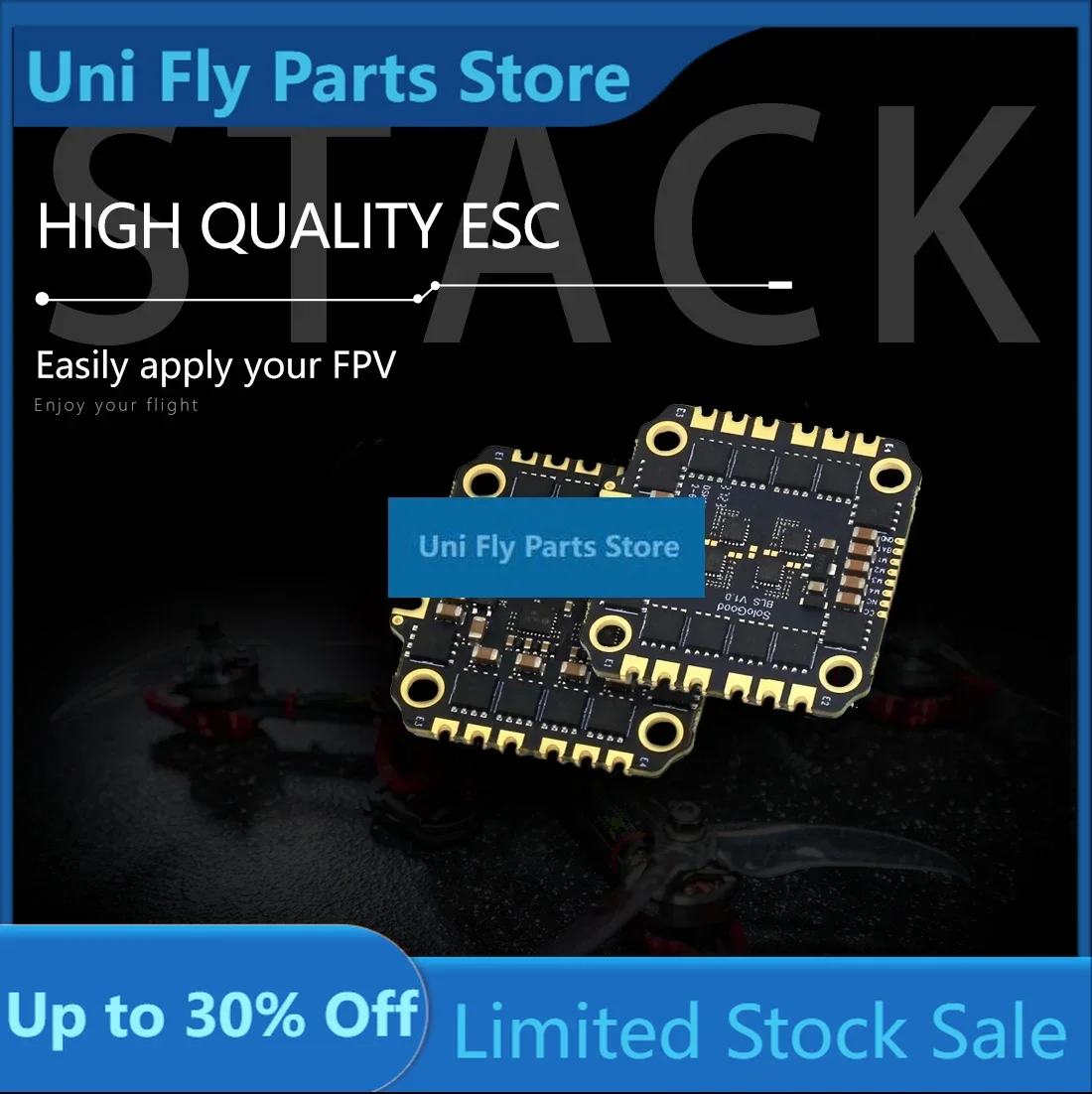 UniFlySoloGood F722 60A Stack ICM42688P F722 Flight Controller BLHELI_S 60A 4in1 ESC 30.5X30.5mm 2-6S For FPV Freestyle Drones P