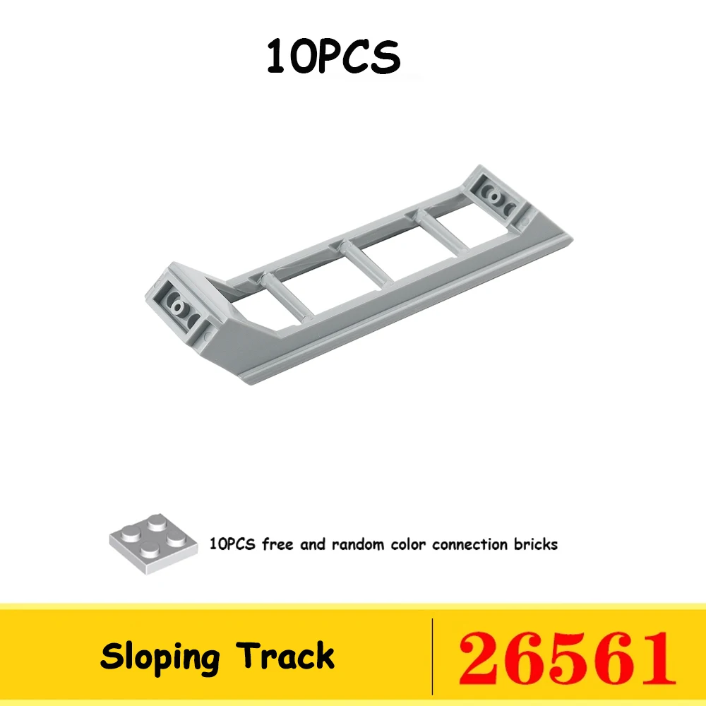 10 x Achterbahn-Schienenschienen, kleine Partikel, technische Teile, MOC-Baustein, kompatibel mit Legoeds 25061, 26559, 26560, 260