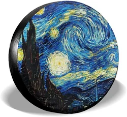 Van Gogh Spare Tire Cover Starry Night for Trailer Rv Truck 14 15 16 17 Inch Sunscreen Dustproof Corrosion Proof Wheel Cover
