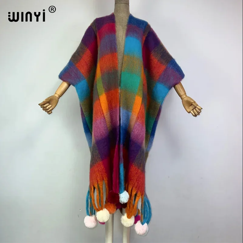 

WINYI Winter tassel cardigan Classic Embroidery Long Coat muslim woman dresses robe abaya dubai luxury Middle East Female kimono