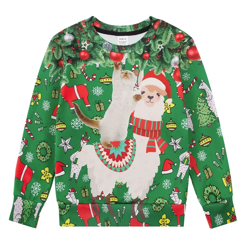 Ugly Christmas Sweater For Men Kids Funny Xmas Sweatshirt Cool 3d Printed Dog Cat Pullovers Long Sleeve Hoodie Festival Clothes