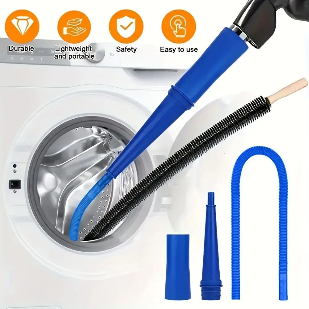 Dryer Vent Lint Remover Vacuum Attachment Flexible Brush Tool For Home Exhaust Pipe Duct Cleaning Maintenance System