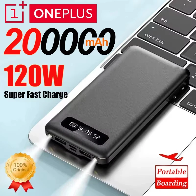 OnePlus 200000 мАч Power Bank 120 Вт быстрая зарядка большой емкости портативный внешний аккумулятор светодиодный цифровой дисплей для iPhone Samsung
