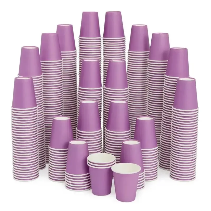 600 Pack 3 oz Disposable Paper Cups for Bathroom Mouthwash, Mini Small Purple Cup Bulk for Espresso To Go