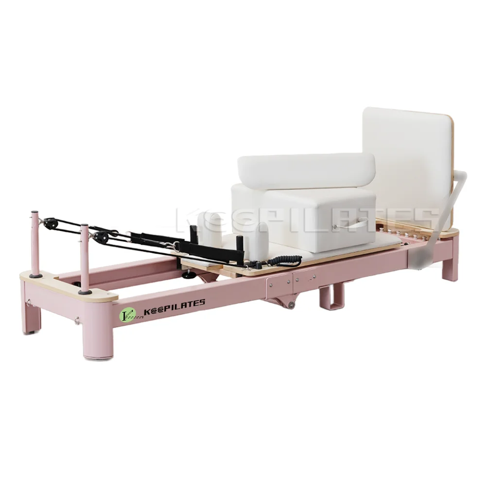 

Commercial Pink Leather Color Logo Aluminum Foldable Pilates Equipment Core Bed Pilates Reformers Machine for Home Studio Use