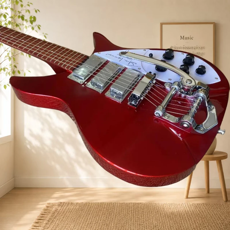 Red Retro 325 Electric Guitar Double Shake Tremor System Chrome Plated Metal Parts Metal Clear Sound Transparent Free Delivery