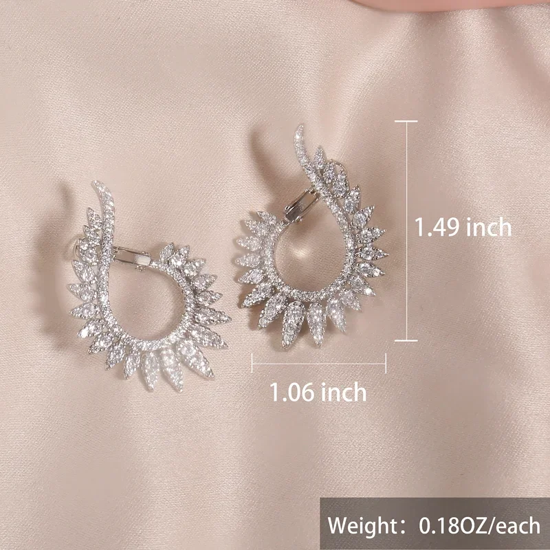 Korea New Design Fashion Jewelry Luxury Cubic Zirconia Earrings Elegant Women Shiny Party Engagement Wedding Earrings