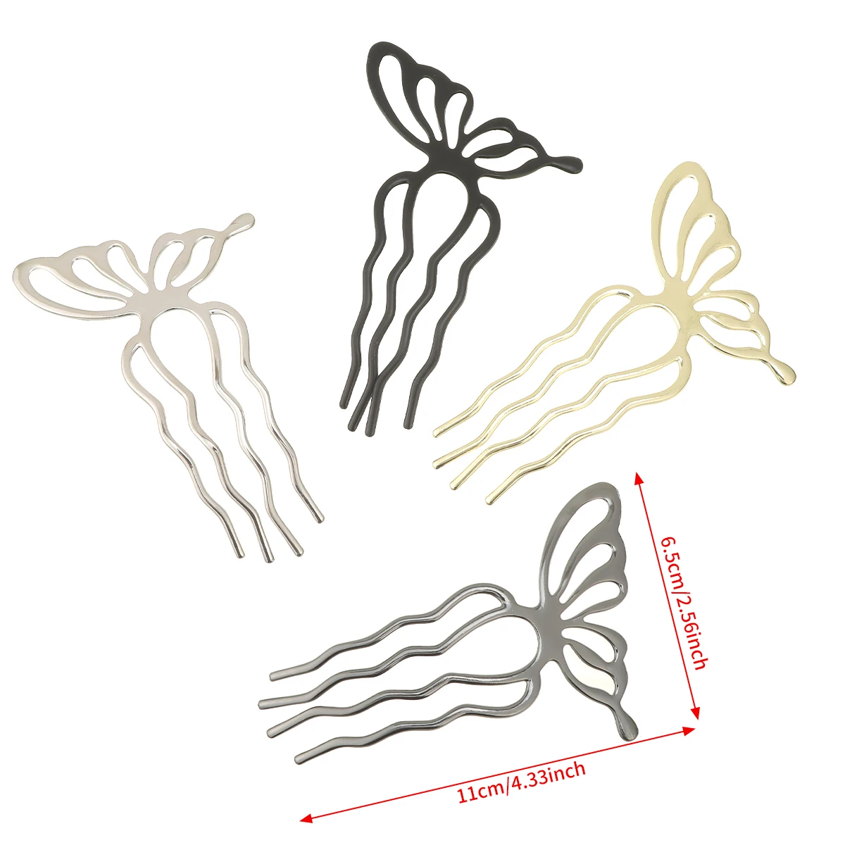 Hollow Butterfly Hairpin Simple U Shape Hair Clips Hair Pins for Women Metal Hair Stick Bridal Hair Accessories for Women Bun