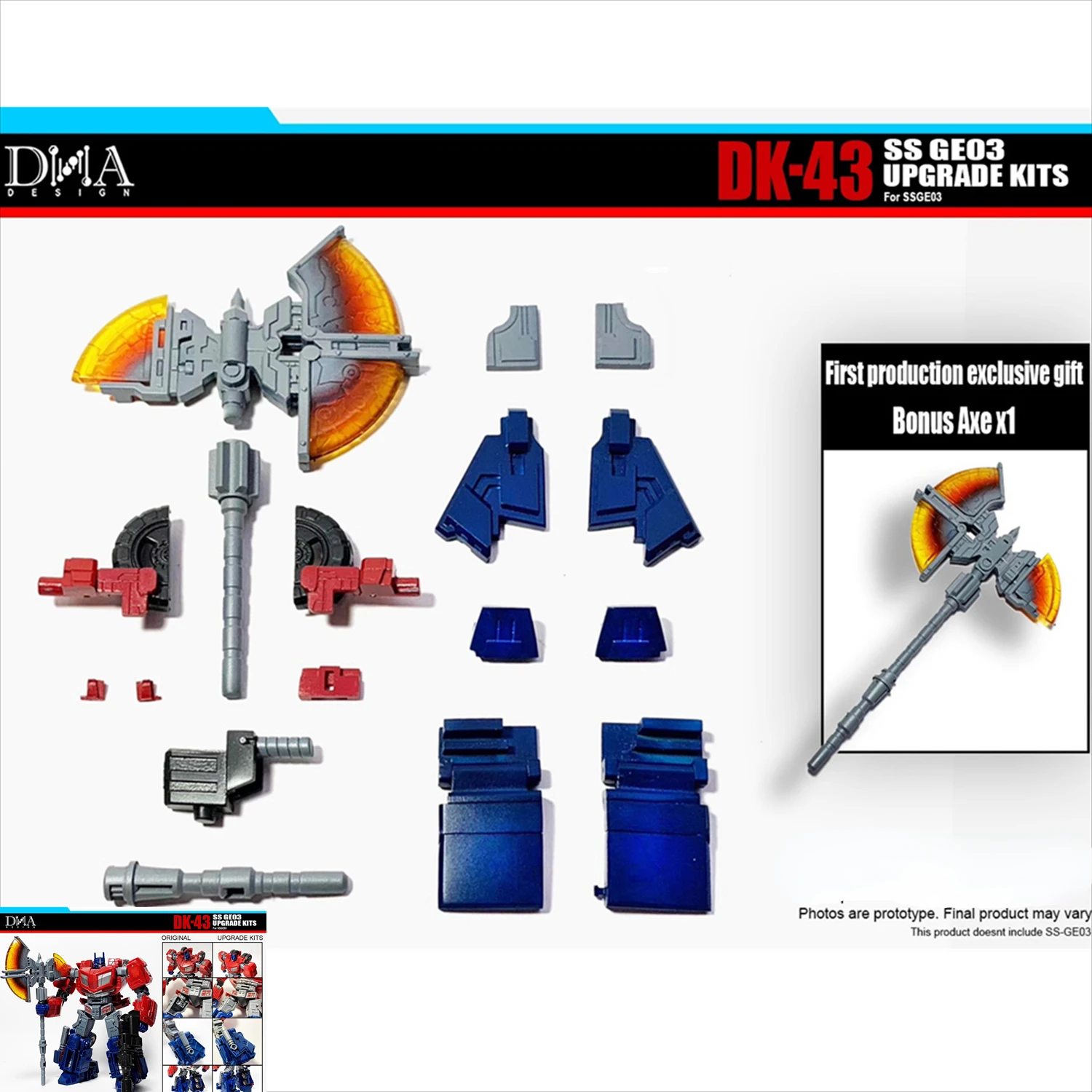 (IN STOCK)  DNA Design DNA DK-43 DK43 DK-43+ AXE Upgrade Kits for SS GE03 Wfc Op Commander Figure Accessories