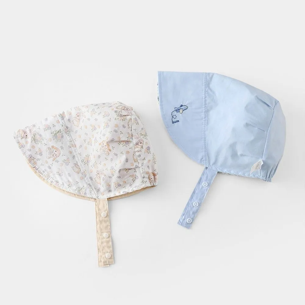 

New Double-Face Wear Sun Hat Cotton Breathable Wide-Brimmed Sun Hat Floral Embroidery Adjustable Infant Sun Hat for Toddler