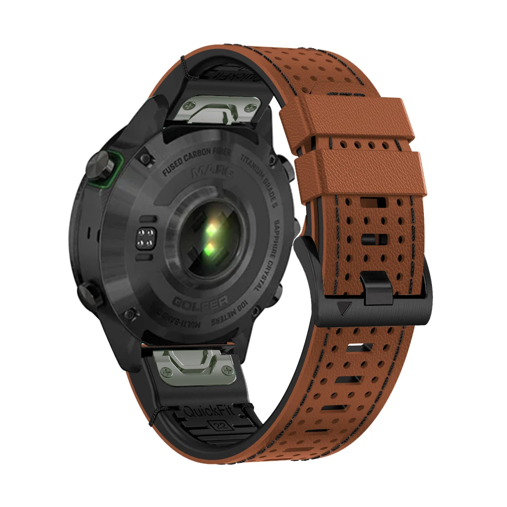 26/22m Leather Silicone Watch Strap For Garmin Fenix 7X 7 Pro 6X 6 Pro 5X 5 Plus Epix 2 945 935 955 QuickFit Bracelet Wristbands