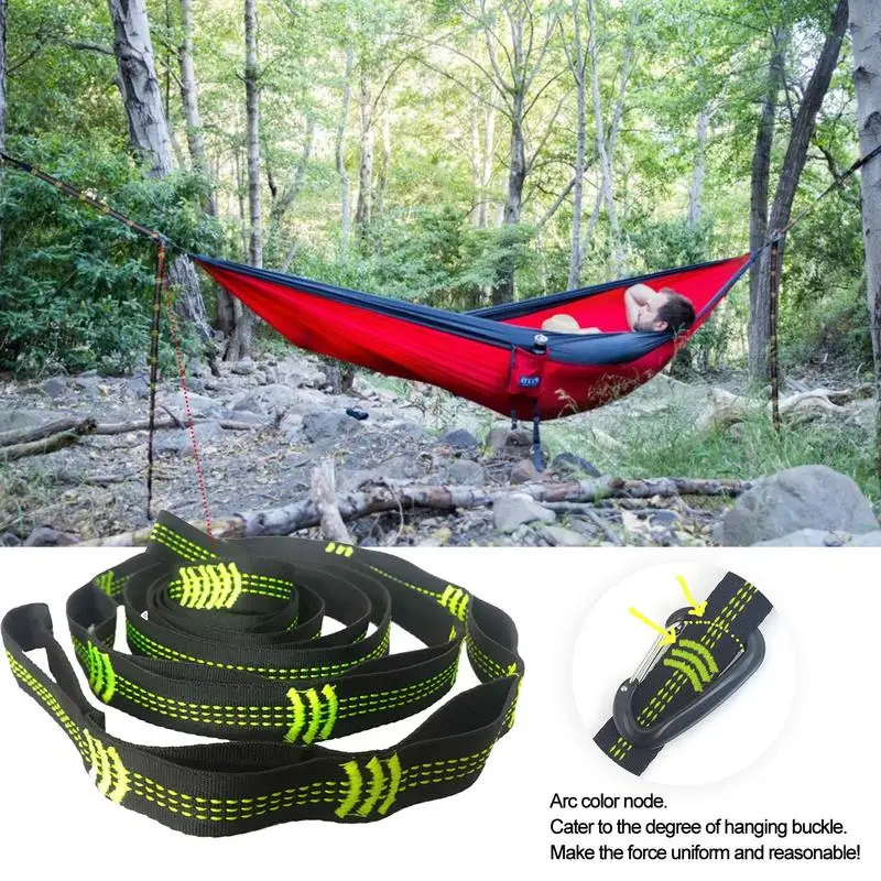 1pc Hammock Straps Special Reinforced Polyester Straps 10 Ring High Load-Bearing Barbed Black Outdoor Hammock Straps Accessories